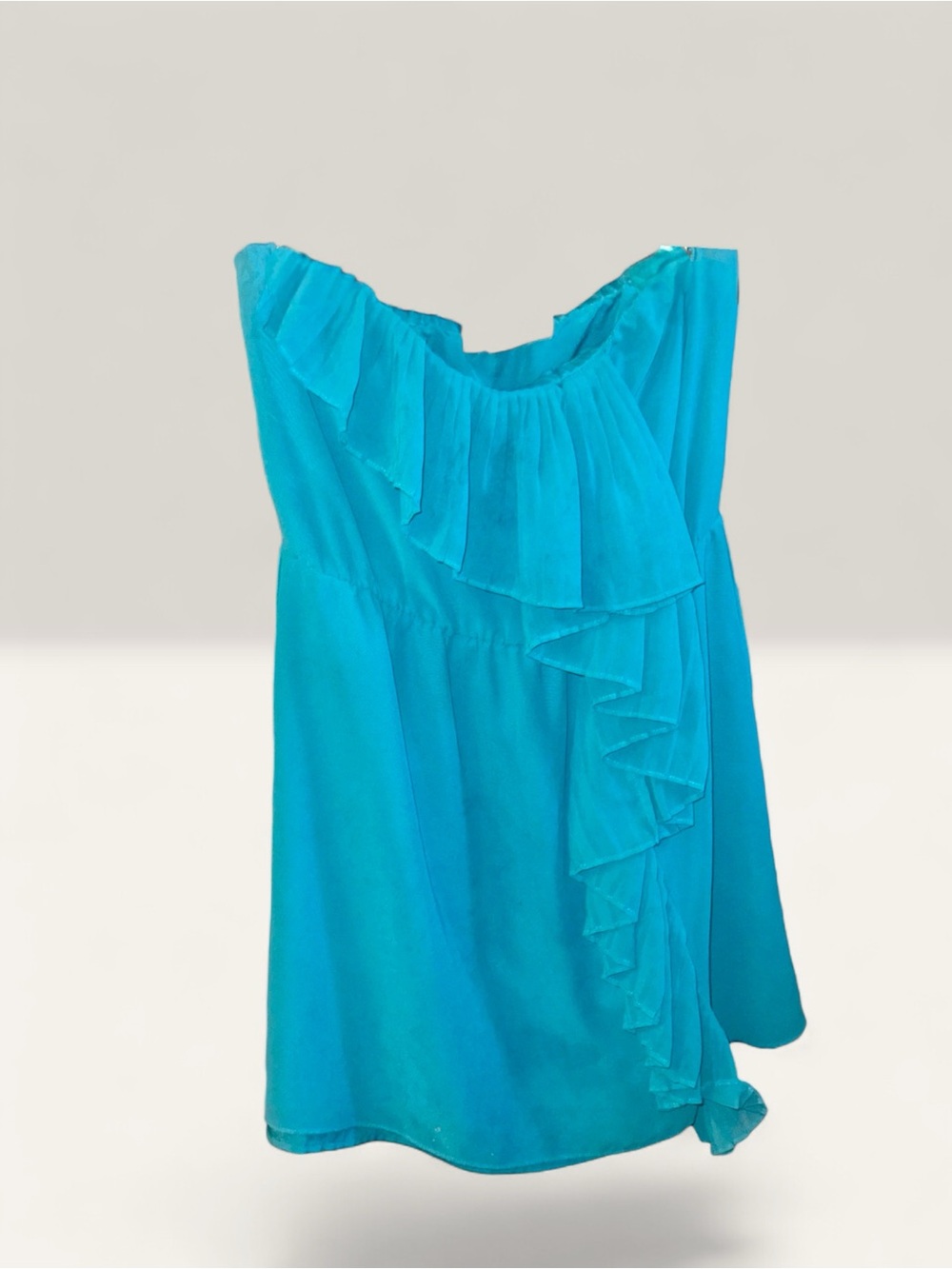 BCBGeneration Teal Strapless Ruffle Dress